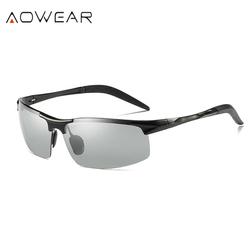 AOWEAR Mens Photochromic Sunglasses Men Polarized Day Night Driving Chameleon Glasses Aluminium Magnesium Sports Style Sunglass