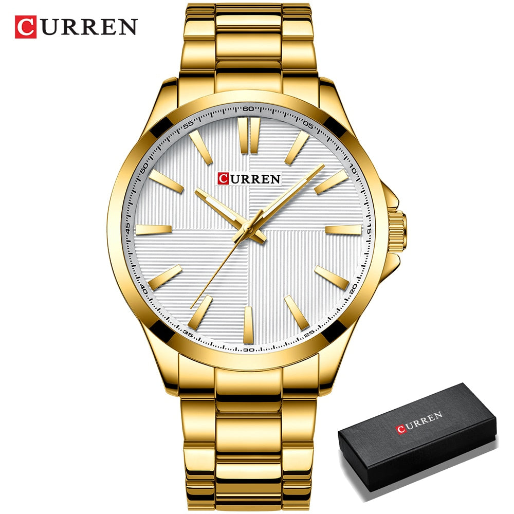 CURREN Men Watches Luxury Branded Stainless Steel Fashion Business Mens Watch Quartz  Wristwatch Man Clock Waterproof