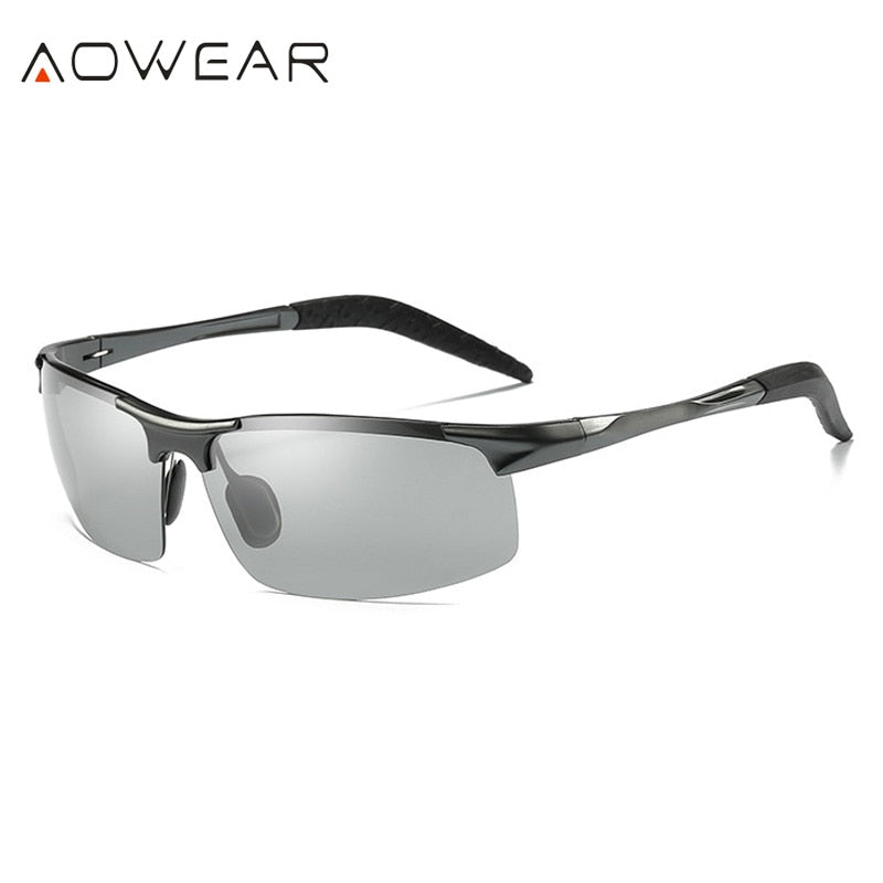 AOWEAR Mens Photochromic Sunglasses Men Polarized Day Night Driving Chameleon Glasses Aluminium Magnesium Sports Style Sunglass