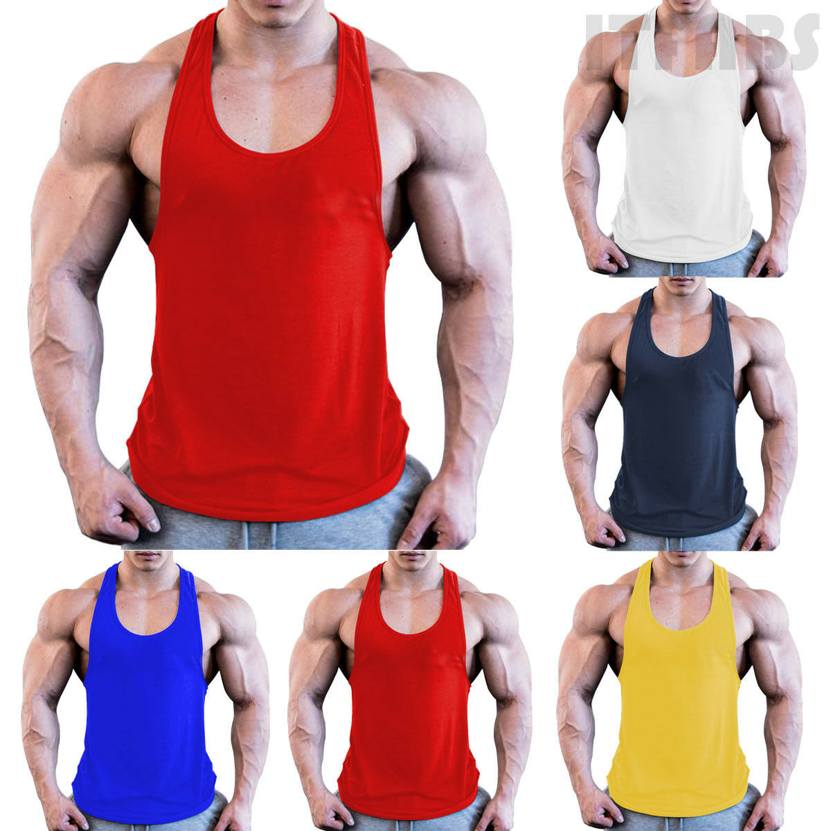 Mens Bodybuilding Stringer Tank Top Y-Back Gym Workout Sports Vest Shirt Clothes