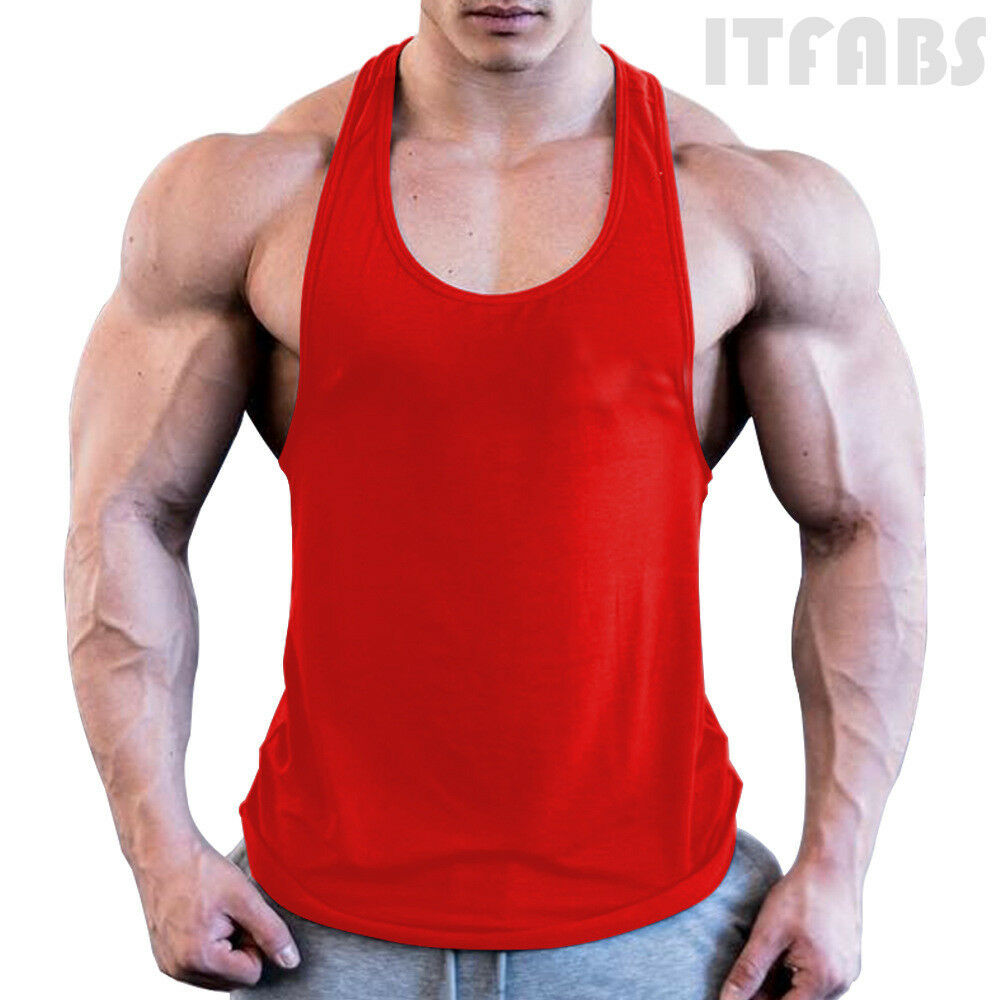 Mens Bodybuilding Stringer Tank Top Y-Back Gym Workout Sports Vest Shirt Clothes