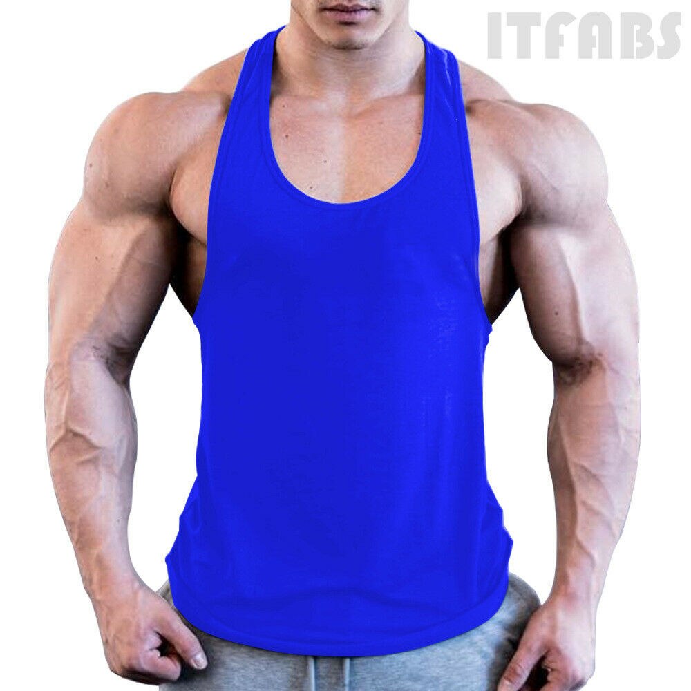 Mens Bodybuilding Stringer Tank Top Y-Back Gym Workout Sports Vest Shirt Clothes