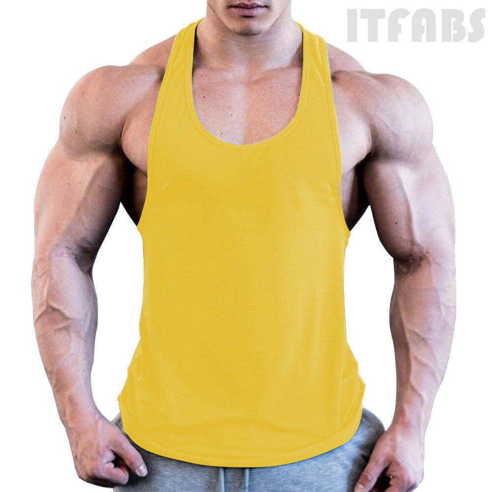 Mens Bodybuilding Stringer Tank Top Y-Back Gym Workout Sports Vest Shirt Clothes