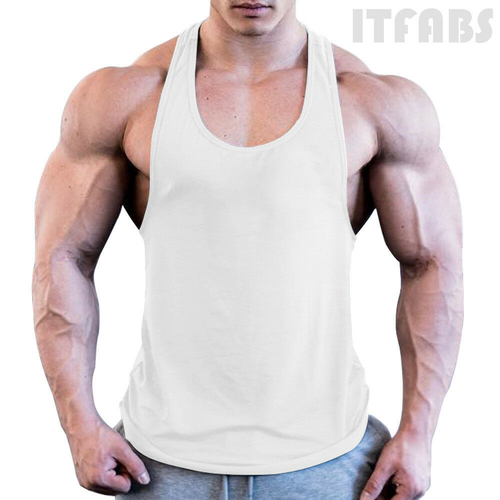 Mens Bodybuilding Stringer Tank Top Y-Back Gym Workout Sports Vest Shirt Clothes