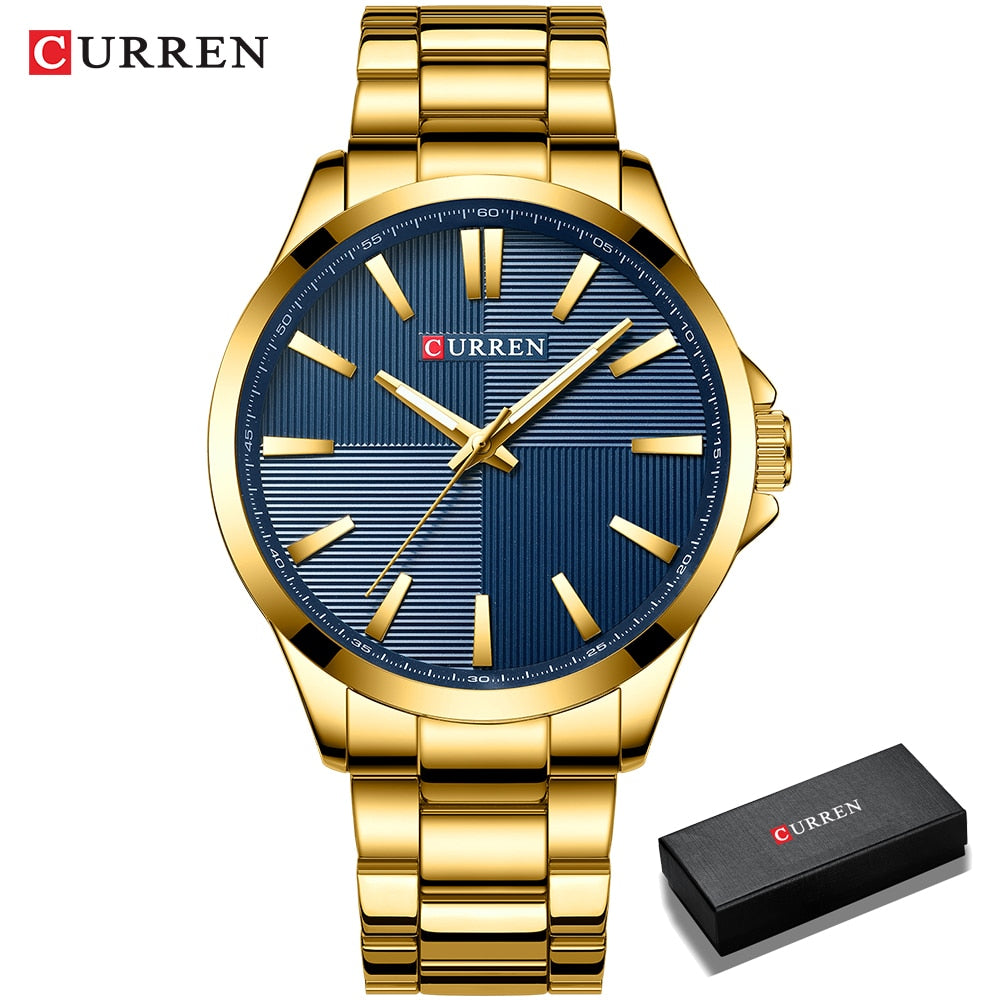 CURREN Men Watches Luxury Branded Stainless Steel Fashion Business Mens Watch Quartz  Wristwatch Man Clock Waterproof