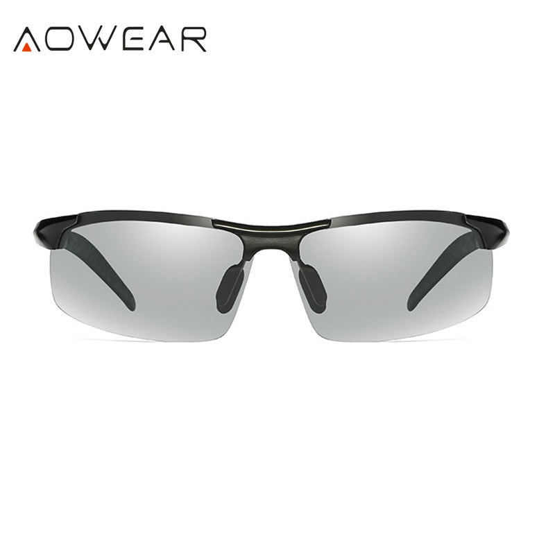 AOWEAR Mens Photochromic Sunglasses Men Polarized Day Night Driving Chameleon Glasses Aluminium Magnesium Sports Style Sunglass