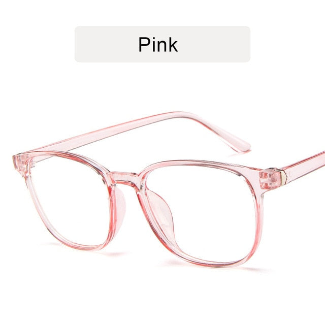 KOTTDO Retro Mens Glasses Frame Fashion Computer Eyeglasses Frame Women Anti-blue Light Transparent Clear Pink Plastic Frame