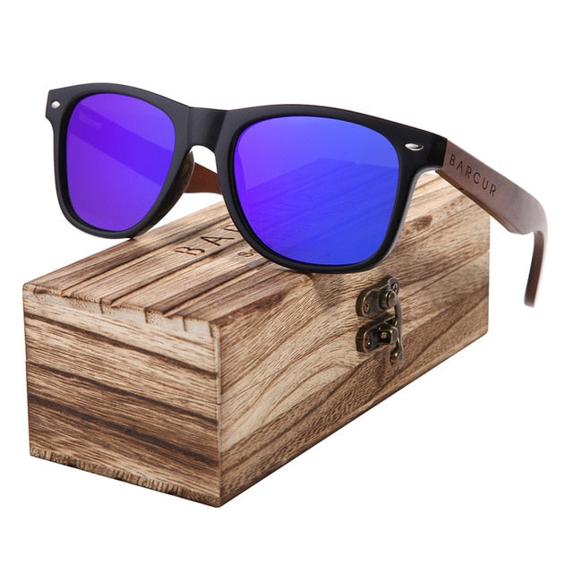 BARCUR Black Walnut  Polarized Sunglasses With Wood Box