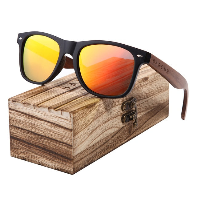 BARCUR Black Walnut  Polarized Sunglasses With Wood Box