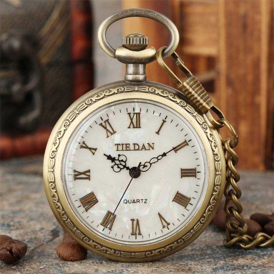 Bronze Roman Numerals Display Quartz Pocket Watch