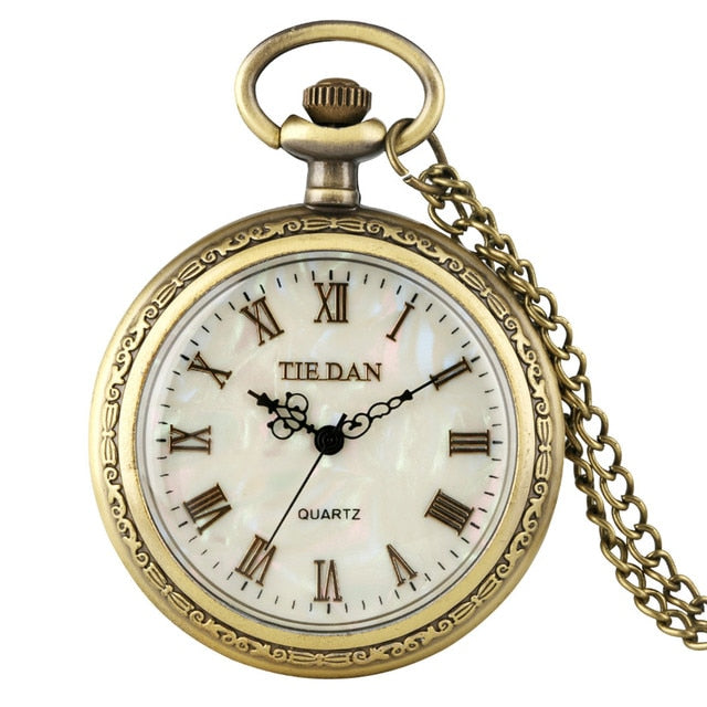 Bronze Roman Numerals Display Quartz Pocket Watch