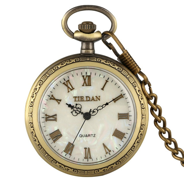 Bronze Roman Numerals Display Quartz Pocket Watch