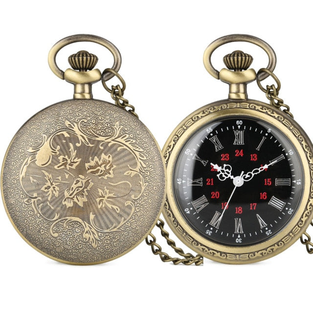 Bronze Roman Numerals Display Quartz Pocket Watch