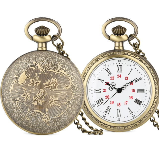 Bronze Roman Numerals Display Quartz Pocket Watch