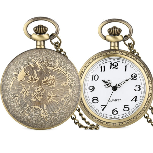 Bronze Roman Numerals Display Quartz Pocket Watch