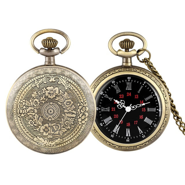 Bronze Roman Numerals Display Quartz Pocket Watch