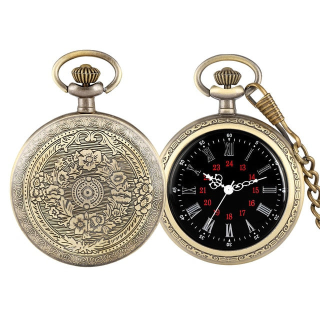 Bronze Roman Numerals Display Quartz Pocket Watch