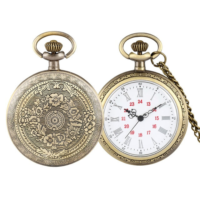 Bronze Roman Numerals Display Quartz Pocket Watch