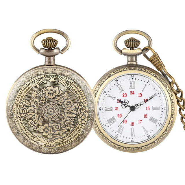 Bronze Roman Numerals Display Quartz Pocket Watch