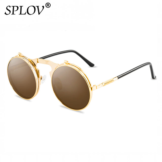 SPLOV Vintage Steampunk Flip Sunglasses