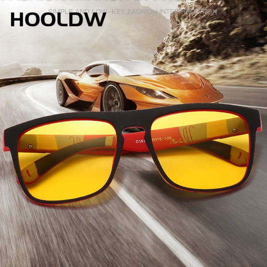 HOOLDW Night Vision Glasses Men Women Polarized Sunglasses Yellow Lens Anti-Glare Goggle Night Driving Sun glasses UV400 Eyewear