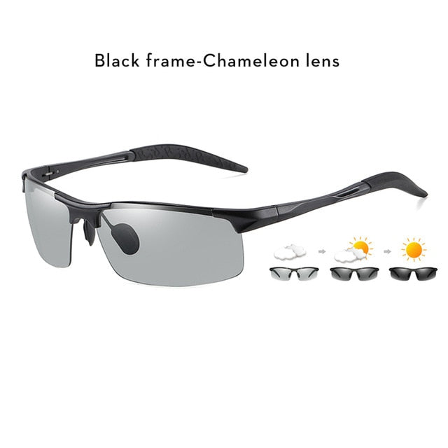 2021 Aluminum Rimless Photochromic Sunglasses Men Polarized Day Night Driving Glasses Chameleon Anti-Glare gafas de sol hombre