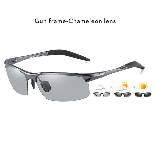 2021 Aluminum Rimless Photochromic Sunglasses Men Polarized Day Night Driving Glasses Chameleon Anti-Glare gafas de sol hombre