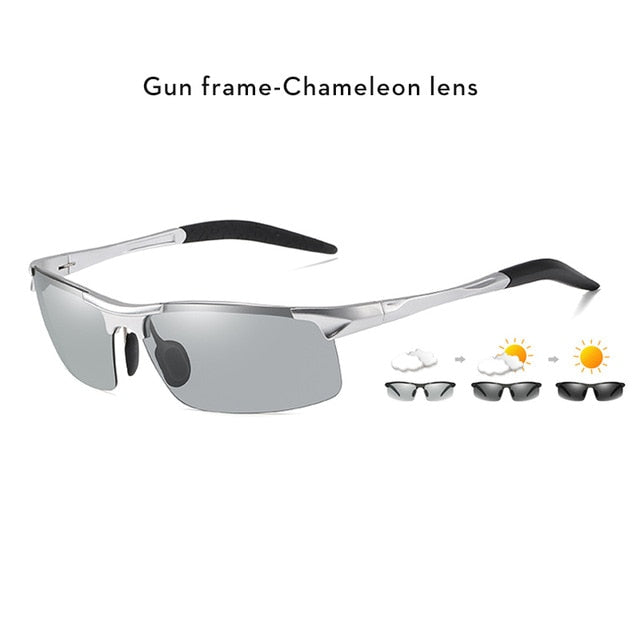 2021 Aluminum Rimless Photochromic Sunglasses Men Polarized Day Night Driving Glasses Chameleon Anti-Glare gafas de sol hombre