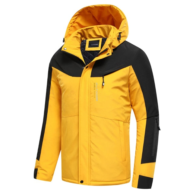 Mens Casual Hooded Jacket, Waterproof Thick Cotton