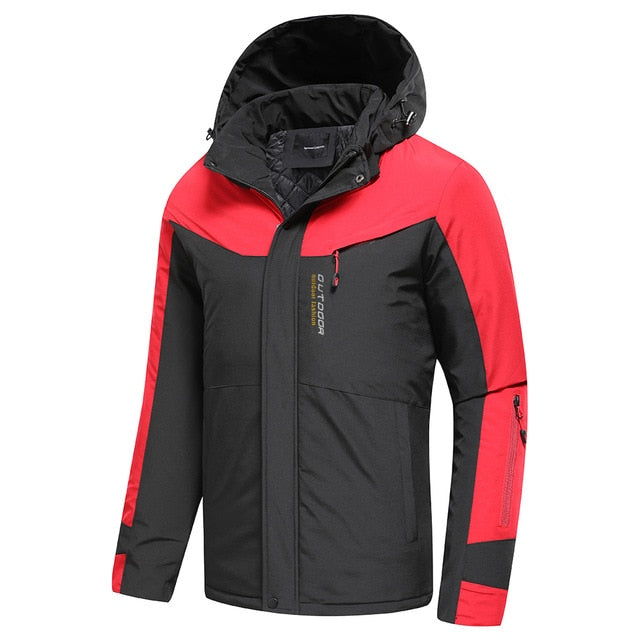 Mens Casual Hooded Jacket, Waterproof Thick Cotton