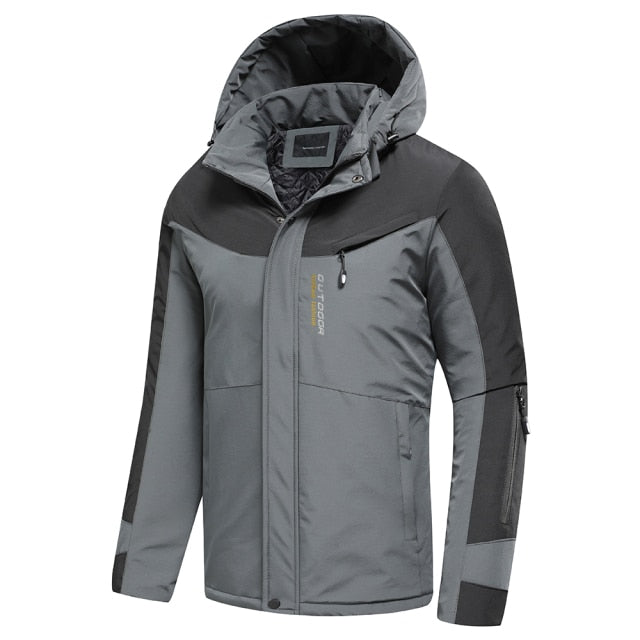 Mens Casual Hooded Jacket, Waterproof Thick Cotton