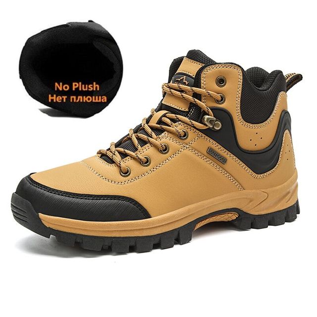 Brand Winter Men Snow Boots Warm Plush Men's Boots Waterproof Leather Ankle Boots Outdoor Non-slip Men's Hiking Boots Sneakers