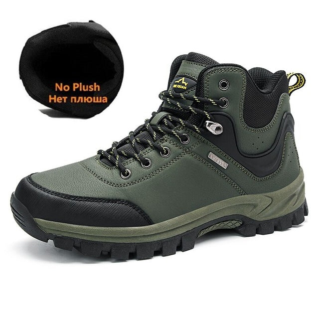 Brand Winter Men Snow Boots Warm Plush Men's Boots Waterproof Leather Ankle Boots Outdoor Non-slip Men's Hiking Boots Sneakers