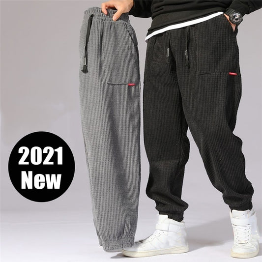 New Spring Men Trousers 2021 Elastic Waist Corduroy Pants Fashion Streetwear Outdoor Male Jogging Pants Pantalones Para Hombres