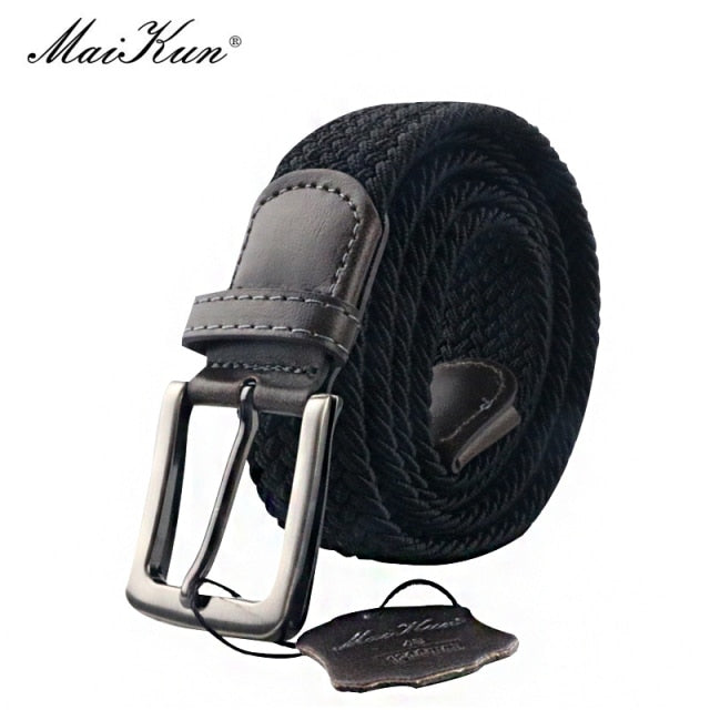 MaiKun Canvas Belts for Men Fashion Metal Pin Buckle Military Tactical Strap Male Elastic Belt for Pants Jeans