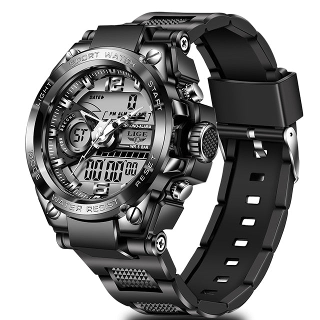 LIGE Mens Military Waterproof LED Watch