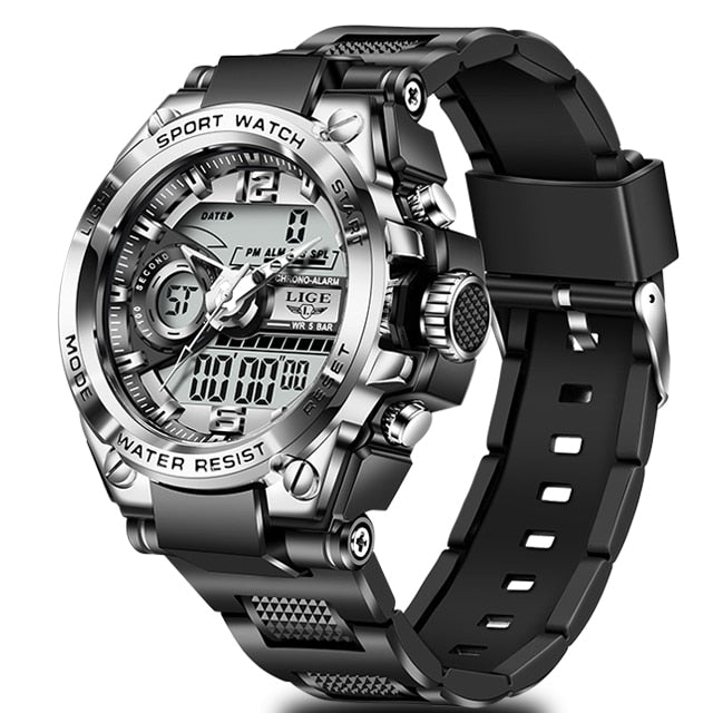 LIGE Mens Military Waterproof LED Watch