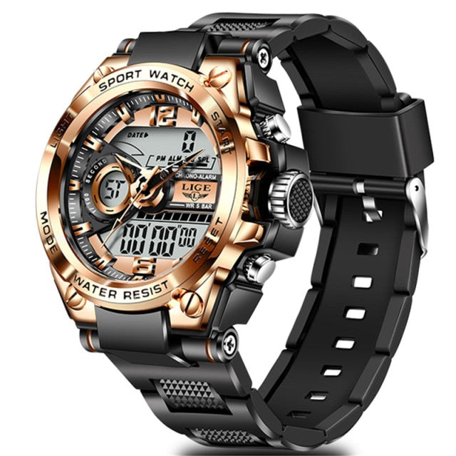 LIGE Mens Military Waterproof LED Watch