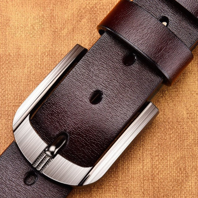 Genuine Leather For Men's High Quality Buckle Jeans Cowskin Casual Belts Business Cowboy Waistband Male Fashion Designer 2021New