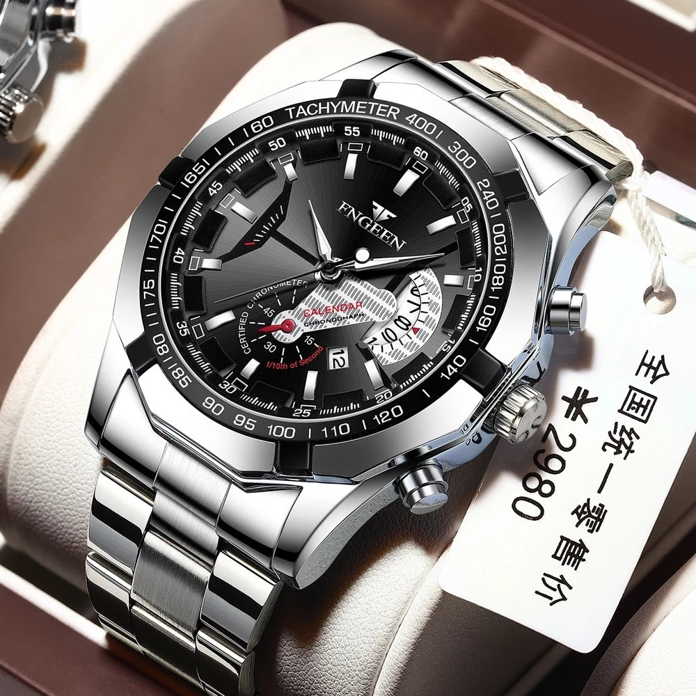 Mens Casual Military Full Steel Waterproof Wristwatch