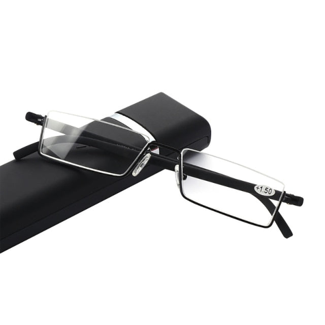 May Flower Metal Anti-Blue Light Reading Glasses Men Half Frame Prescription Eyeglasses Male TR90 Eyewear With Case óculos +1.75