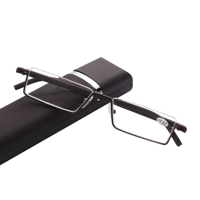 May Flower Metal Anti-Blue Light Reading Glasses Men Half Frame Prescription Eyeglasses Male TR90 Eyewear With Case óculos +1.75