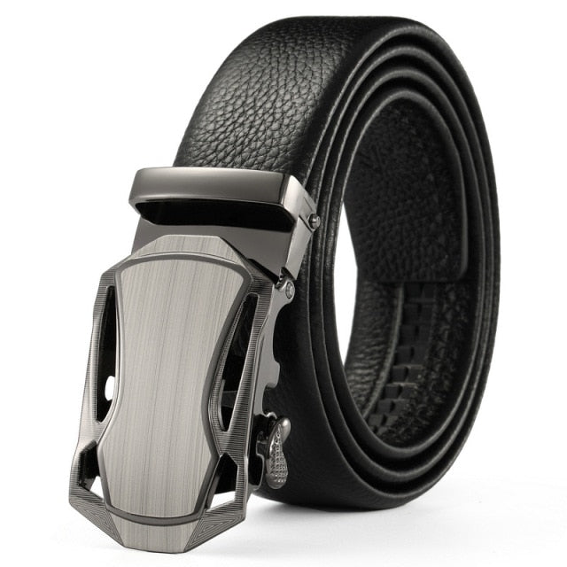 Men Belts Metal Automatic Buckle Brand High Quality Leather Belts for Men Famous Brand Luxury Work Business Strap  ZDP001D