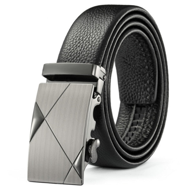 Men Belts Metal Automatic Buckle Brand High Quality Leather Belts for Men Famous Brand Luxury Work Business Strap  ZDP001D