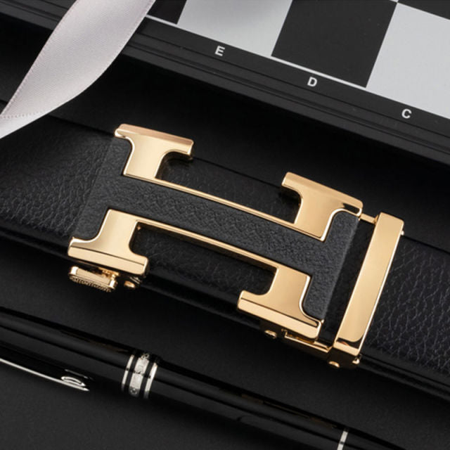 Men Belts Metal Automatic Buckle Brand High Quality Leather Belts for Men Famous Brand Luxury Work Business Strap  ZDP001D