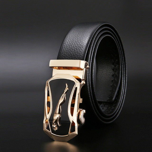 Men Belts Metal Automatic Buckle Brand High Quality Leather Belts for Men Famous Brand Luxury Work Business Strap  ZDP001D