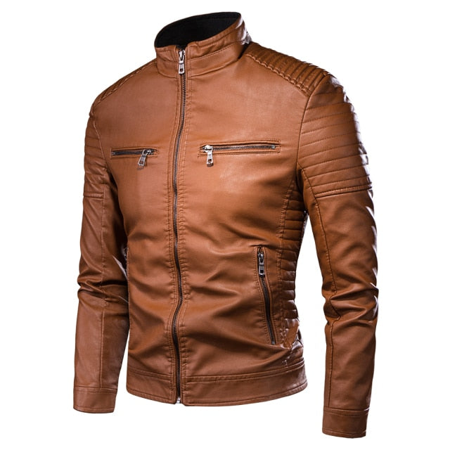 ZREZ Mens Vintage Leather Jacket