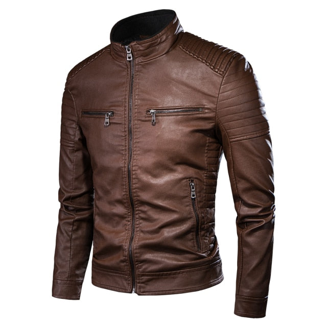 ZREZ Mens Vintage Leather Jacket