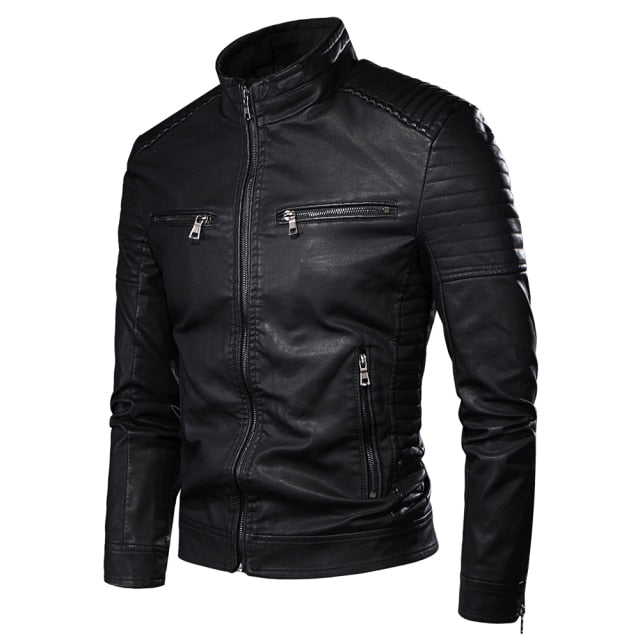 ZREZ Mens Vintage Leather Jacket