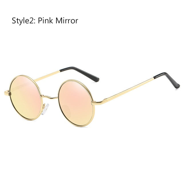 Retro Vintage Round Polarized Sunglasses Men Brand Designer Sun Glasses Women Alloy Metal Frame Black Lens Eyewear Driving UV400